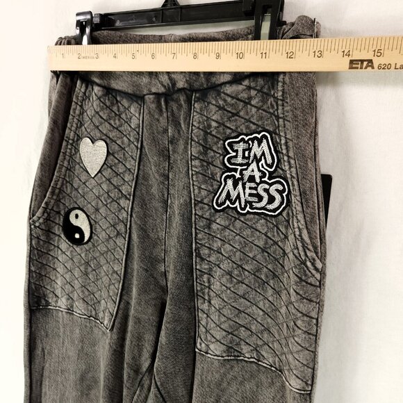 Lauren Moshi Sweatpants Womens XS Im a Mess Lightweight Gray Jogger Pants - Picture 6 of 12